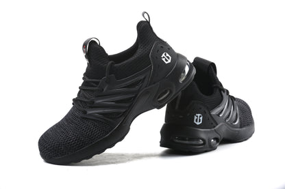 Herrenschuhe mit gestricktem Mesh-Obermaterial und Elektrostickerei, atmungsaktiv, leicht und schlag- und stichfest