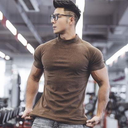 Unifarbenes, glattes, doppelseitiges Fleece-T-Shirt für Training, Laufen und Sport, neue Herbst-Winter-Kollektion für Herren