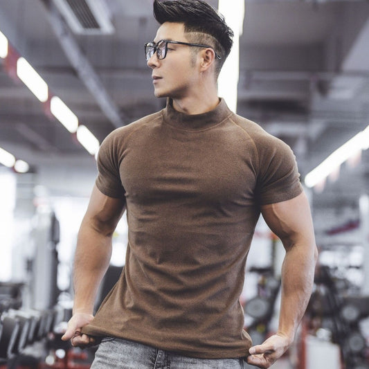 Unifarbenes, glattes, doppelseitiges Fleece-T-Shirt für Training, Laufen und Sport, neue Herbst-Winter-Kollektion für Herren