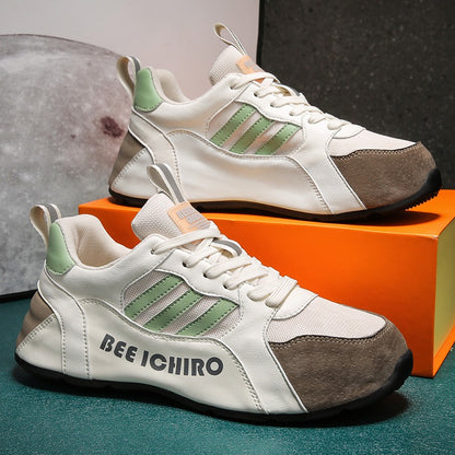Zapatos de hombre con paquete colorido, suela de zapatos cómoda, cuero interior, alta tendencia deportiva casual