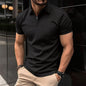 Polo deportivo de color liso con cremallera para hombre.