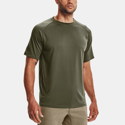 Ropa deportiva de hombre de manga corta, suelta, con cuello redondo, transpirable, elástica, para correr y entrenar, de secado rápido