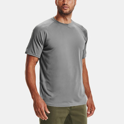 Ropa deportiva de hombre de manga corta, suelta, con cuello redondo, transpirable, elástica, para correr y entrenar, de secado rápido