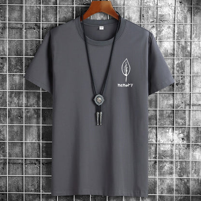 Camiseta de algodón oversize para hombre, manga corta, verano, estampado de hojas, estilo casual.