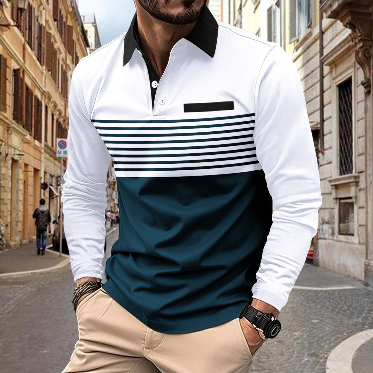 Polo deportivo para hombre con bolsillo tipo polo