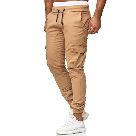 Sportliche Hose mit mehreren Taschen, einfarbig,