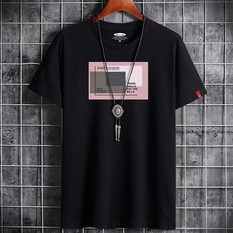 Camiseta negra de cuello redondo para hombre