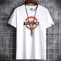Camiseta blanca de cuello redondo para hombre, estilo fitness