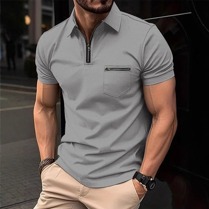 Polo de hombre con cuello y bolsillo tipo gofre