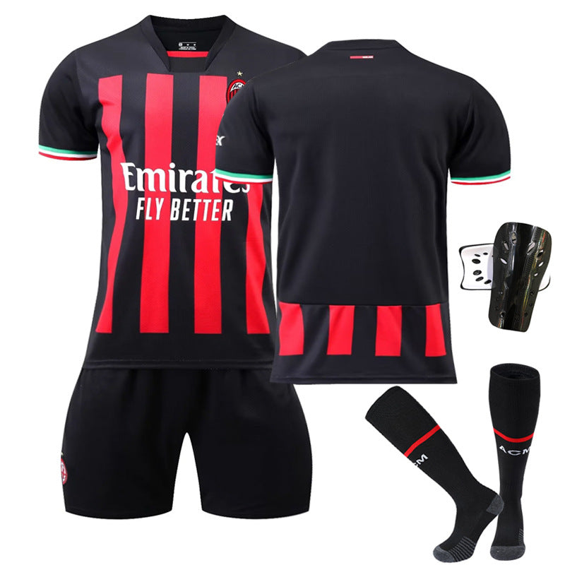 Conjunto de camiseta de fútbol local del Milan, camiseta deportiva