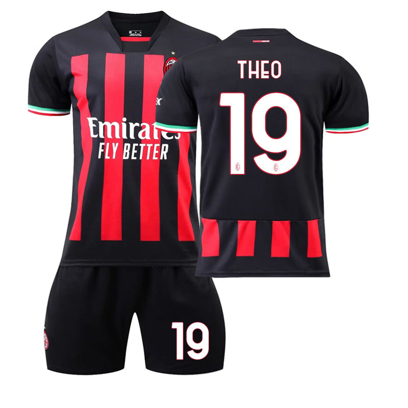 Conjunto de camiseta de fútbol local del Milan, camiseta deportiva