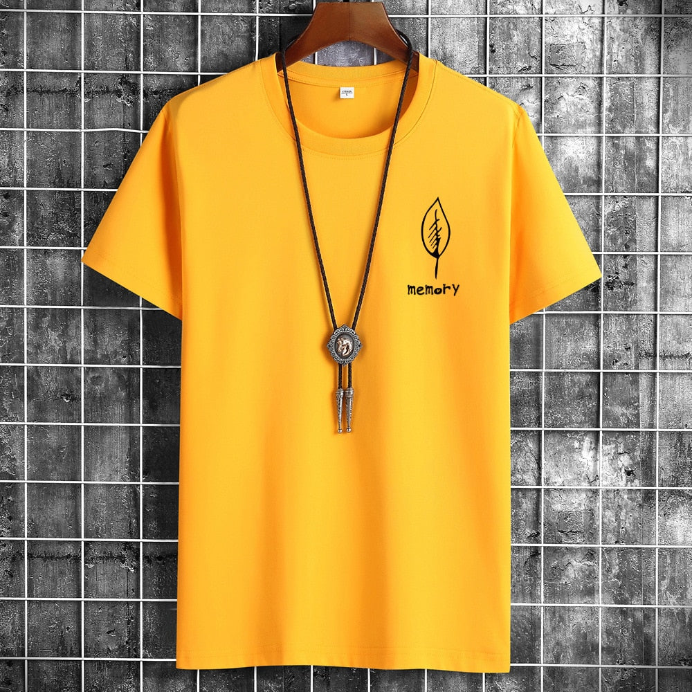 Camiseta de algodón oversize para hombre, manga corta, verano, estampado de hojas, estilo casual.