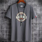 Camiseta blanca de cuello redondo para hombre, estilo fitness