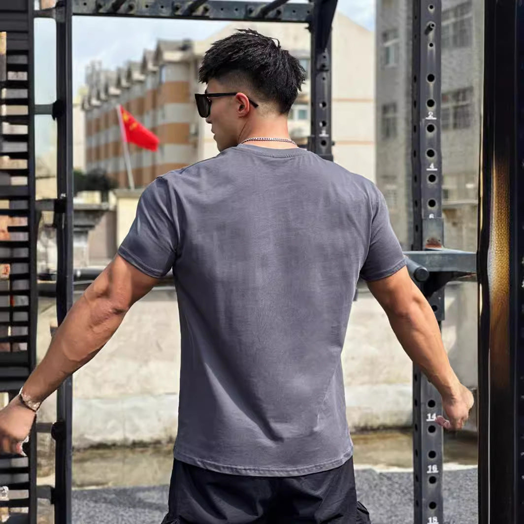 Camiseta Deportiva de Manga Corta para Hombres con Relieve Cóncavo y Convexo
