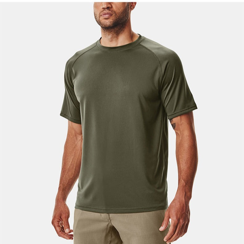Ropa deportiva de hombre de manga corta, suelta, con cuello redondo, transpirable, elástica, para correr y entrenar, de secado rápido