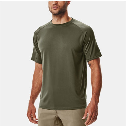 Ropa deportiva de hombre de manga corta, suelta, con cuello redondo, transpirable, elástica, para correr y entrenar, de secado rápido