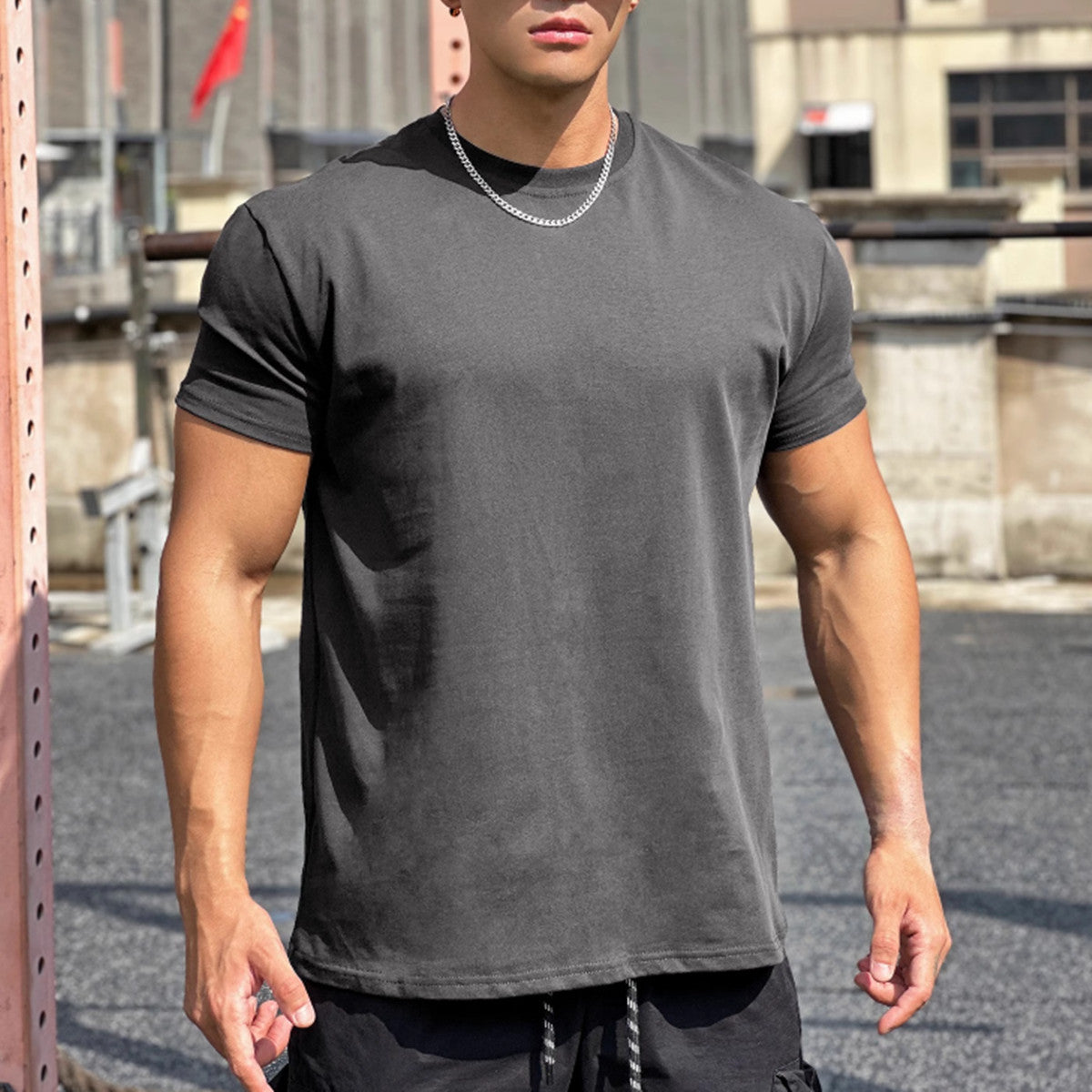 Camiseta Deportiva de Manga Corta para Hombres con Relieve Cóncavo y Convexo