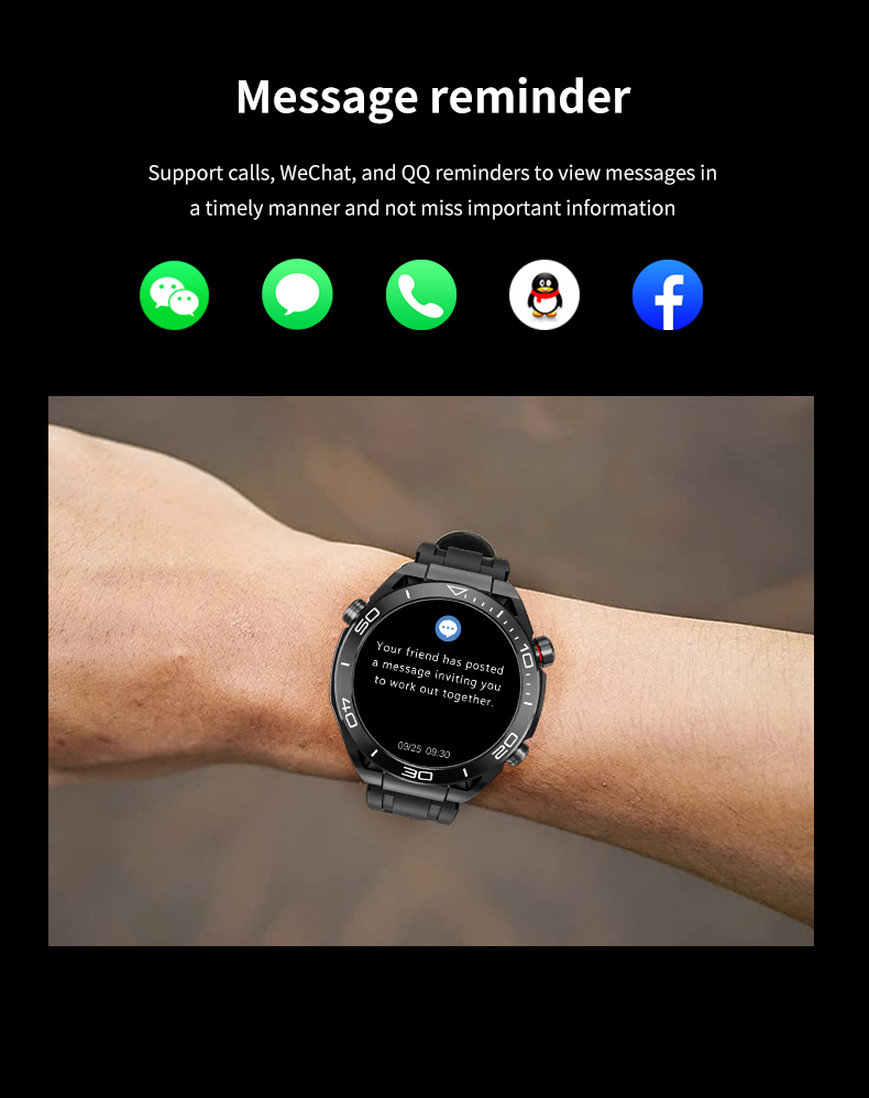 Smartwatch GS Ultimate mit Full-Touchscreen, Sport, Laufen, Armband mit Bluetooth-Anrufen