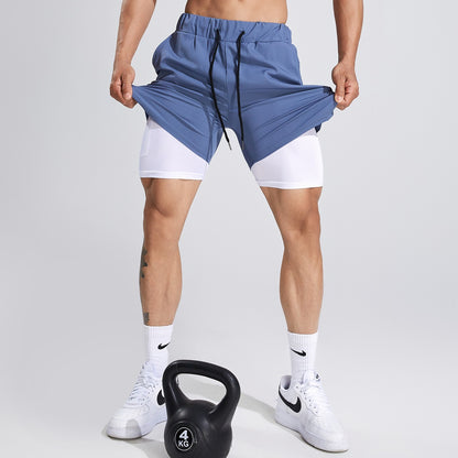 Pantalones Cortos Deportivos para Hombre, Transpirables de Doble Capa