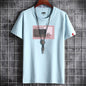 Camiseta negra de cuello redondo para hombre