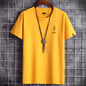 Camiseta de algodón oversize para hombre, manga corta, verano, estampado de hojas, estilo casual.