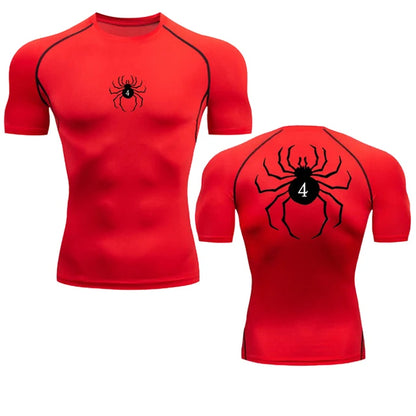 Camiseta de compresión de Anime Hunter X Hunter, secado rápido, para correr, gimnasio, fitness, ajustada, ropa deportiva de verano, transpirable, de manga corta con impresión de Spider