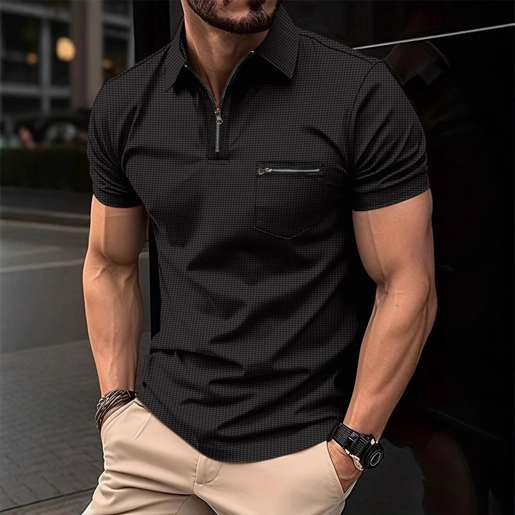 Polo de hombre con cuello y bolsillo tipo gofre