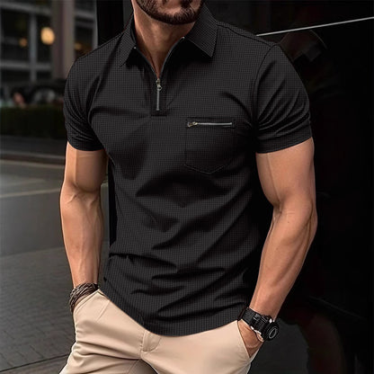 Polo de hombre con cuello y bolsillo tipo gofre