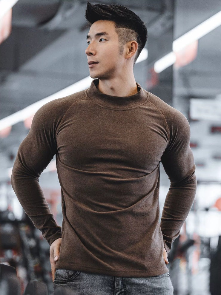Neues Sport-T-Shirt Lässig Laufshirt Fitness Unifarben Samt Wende-Shirt
