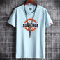 Camiseta blanca de cuello redondo para hombre, estilo fitness