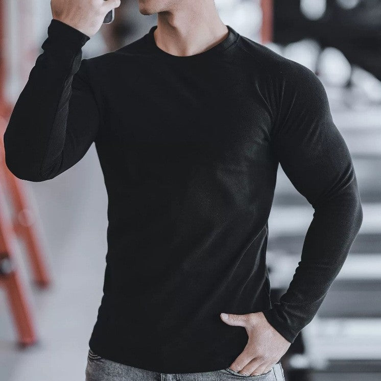 Neues Sport-T-Shirt Lässig Laufshirt Fitness Unifarben Samt Wende-Shirt