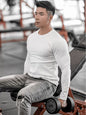 Neues Sport-T-Shirt Lässig Laufshirt Fitness Unifarben Samt Wende-Shirt