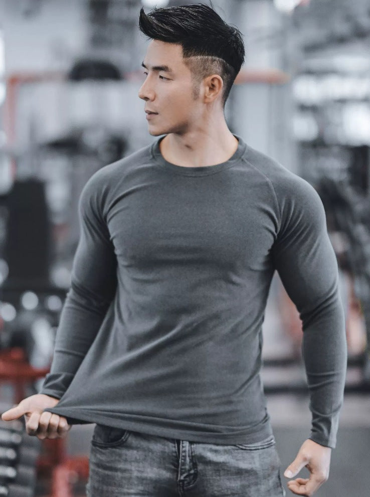 Neues Sport-T-Shirt Lässig Laufshirt Fitness Unifarben Samt Wende-Shirt