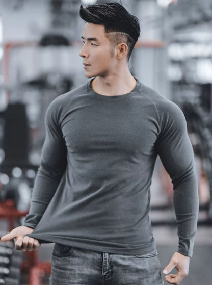 Neues Sport-T-Shirt Lässig Laufshirt Fitness Unifarben Samt Wende-Shirt