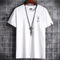 Camiseta de algodón oversize para hombre, manga corta, verano, estampado de hojas, estilo casual.