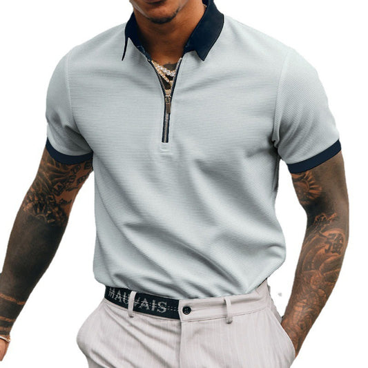 Camiseta polo de hombre POLO de color liso con cremallera