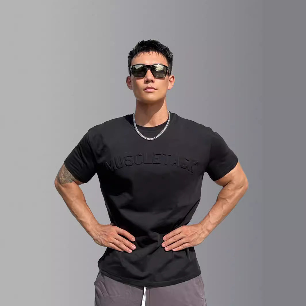 Camiseta Deportiva de Manga Corta para Hombres con Relieve Cóncavo y Convexo