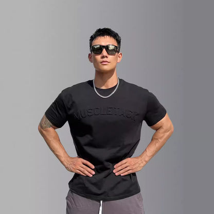 Camiseta Deportiva de Manga Corta para Hombres con Relieve Cóncavo y Convexo