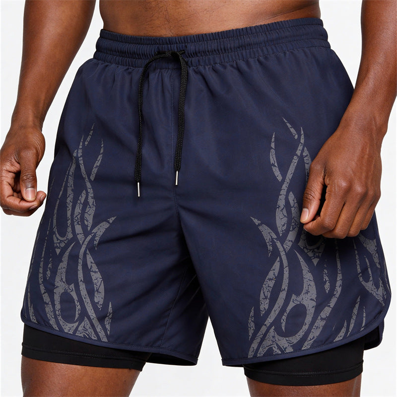 Locker geschnittene Herren-Sportshorts mit doppellagiger Konstruktion zum Laufen