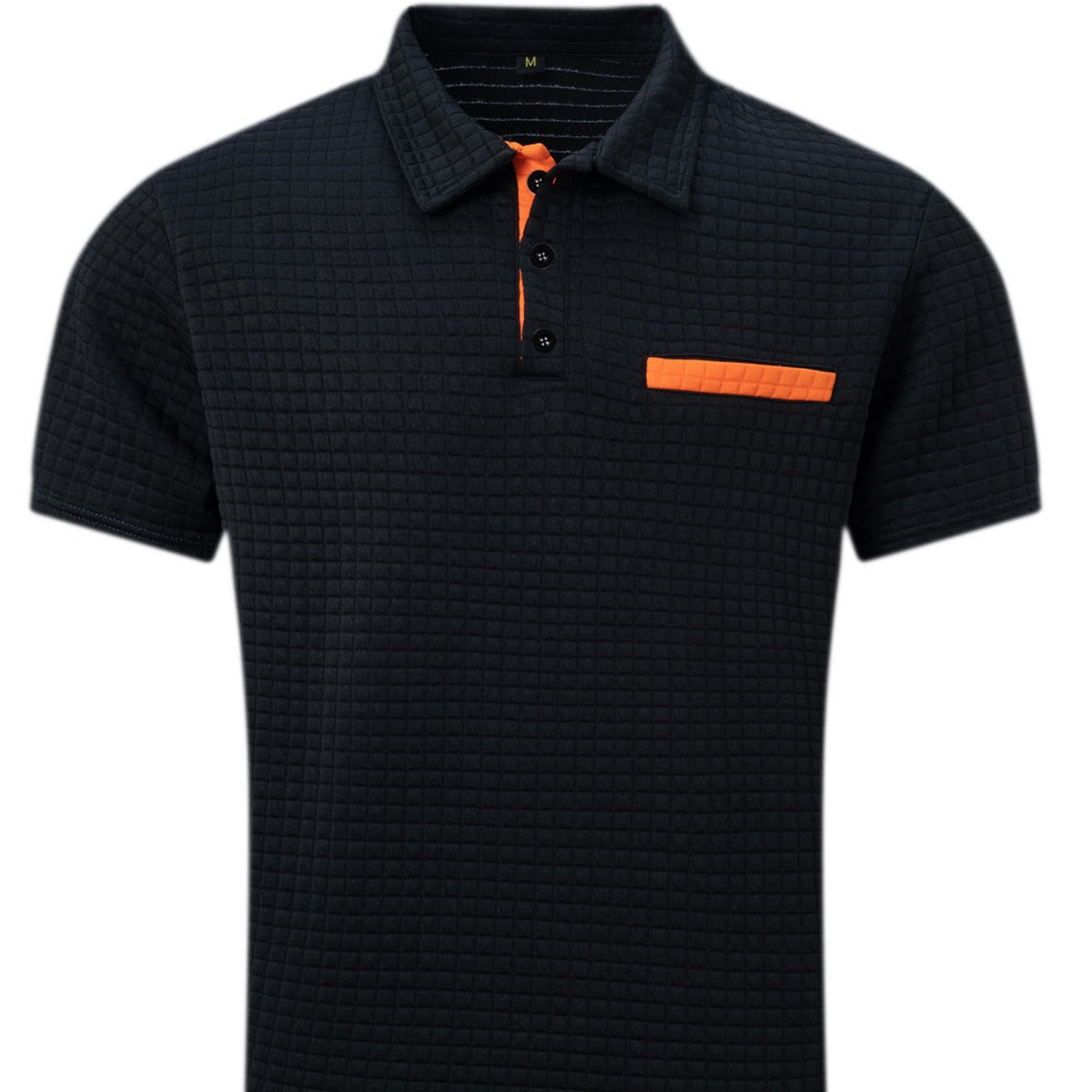Polo deportivo para hombre con botones, estampado jacquard a cuadros.