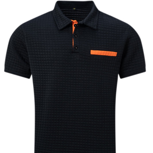 Polo deportivo para hombre con botones, estampado jacquard a cuadros.