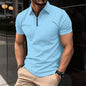 Polo deportivo de color liso con cremallera para hombre.