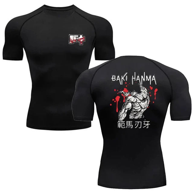 Baki Anime Print Kompressions-T-Shirts für Herren,