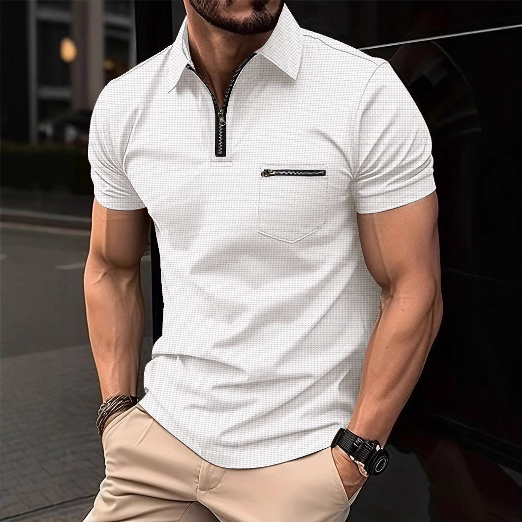 Polo de hombre con cuello y bolsillo tipo gofre
