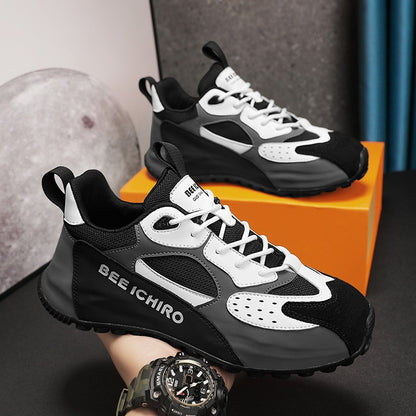 Zapatos de hombre con paquete colorido, suela de zapatos cómoda, cuero interior, alta tendencia deportiva casual