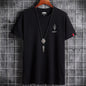 Camiseta de algodón oversize para hombre, manga corta, verano, estampado de hojas, estilo casual.