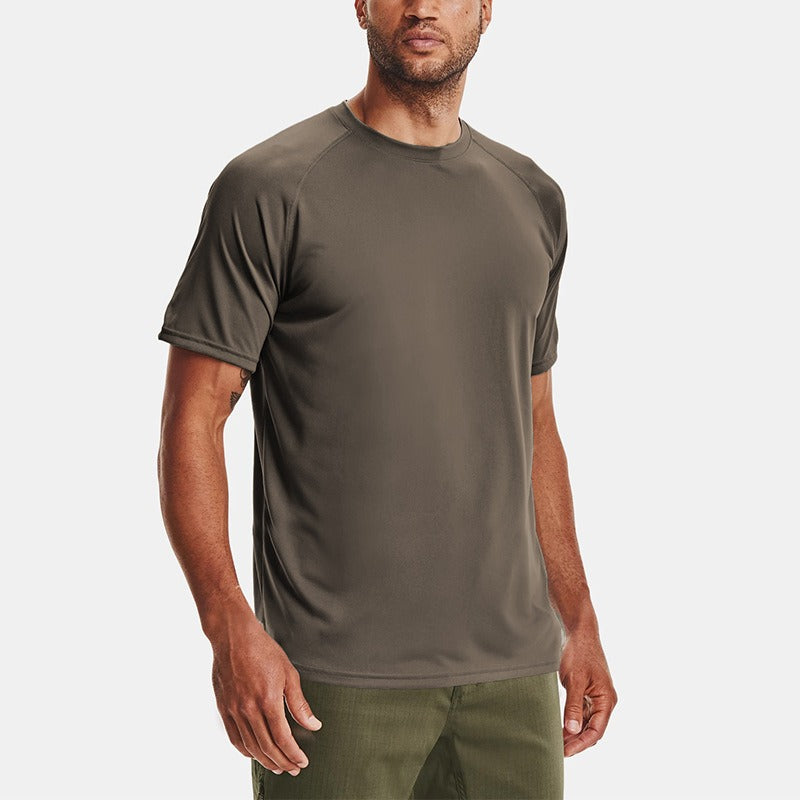 Ropa deportiva de hombre de manga corta, suelta, con cuello redondo, transpirable, elástica, para correr y entrenar, de secado rápido