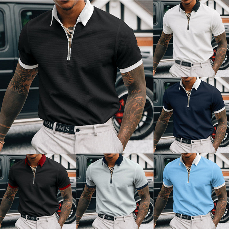 Camiseta polo de hombre POLO de color liso con cremallera