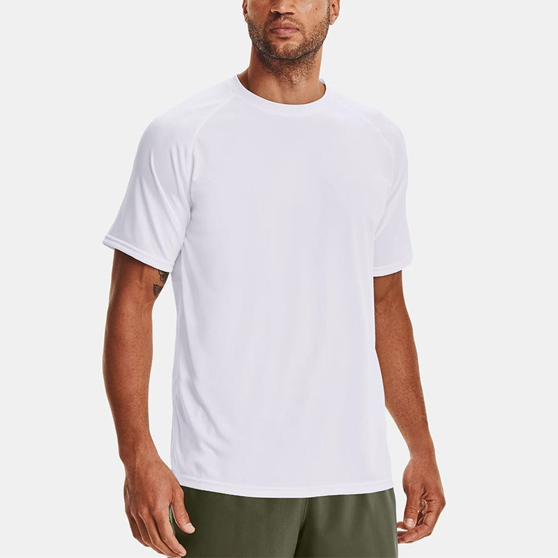 Ropa deportiva de hombre de manga corta, suelta, con cuello redondo, transpirable, elástica, para correr y entrenar, de secado rápido