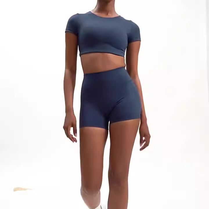 Eng anliegende Yoga-Shorts für Damen, hohe Taille, Bauchkontrolle, Trainingshose, Po-Lifting, Sport-Shorts zum Laufen